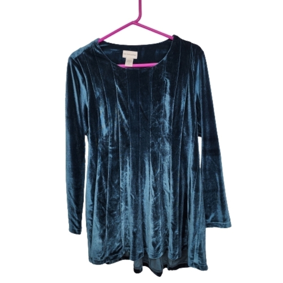 Soft Surroundings Tops - Soft Surroundings Bella Rosa Teal Blue Velvet Top Size Small